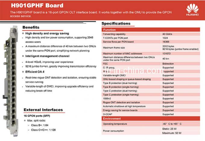 El tablero de servicio de Olt GPHF C+ C++ solicita Huawei Ma5800